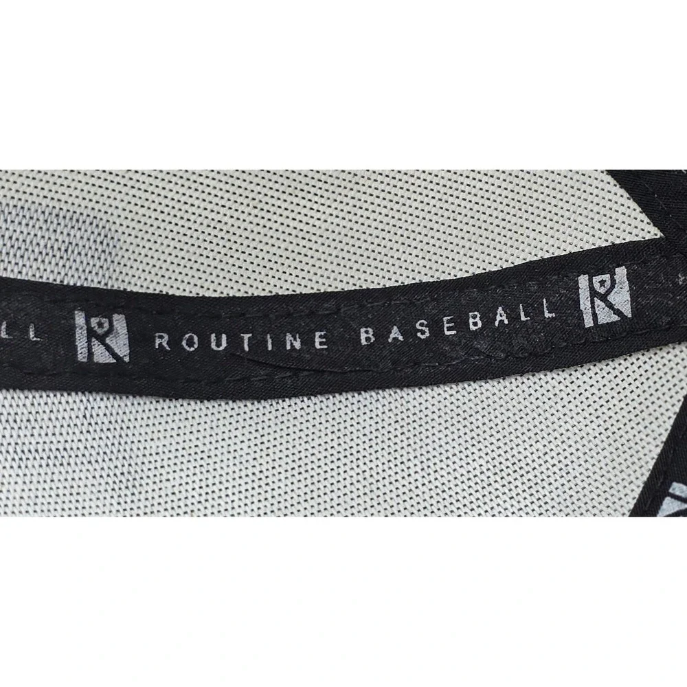 Routine Baseball Snapback Hat R Logo Green‎ Bill Black White Fitted  L Cap